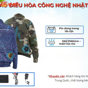 Áo điều hòa hai lớp cao cấp Evinz AV13 màu xanh dương,  Áo + Bộ phụ kiện