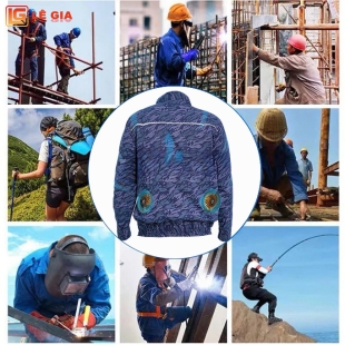 Áo điều hòa hai lớp cao cấp Evinz AV13 màu xanh dương,  Áo + Bộ phụ kiện