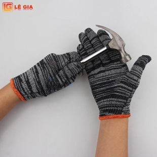 Găng tay sợi len, găng tay bảo hộ sợi len màu muối tiêu T107