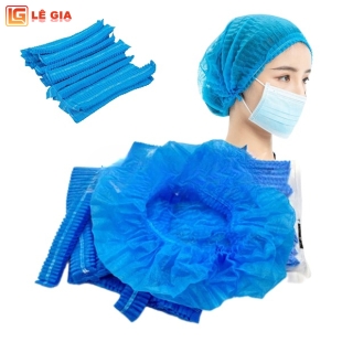 Túi 100 mũ bọc tóc con sâu y tế, spa, thực phẩm S108, Màu xanh