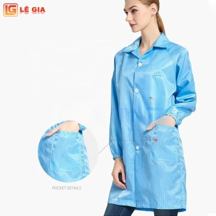Áo choàng phòng sạch chống bụi, chống tĩnh điện cho công nhân thực phẩm S103